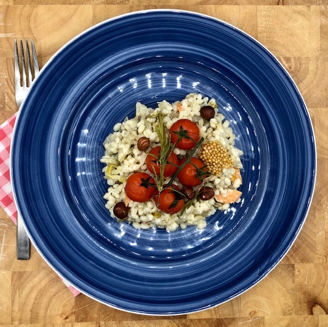 Vegetarische risotto van parelgort