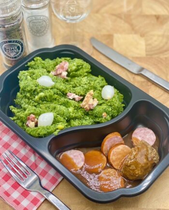 Vegetarische boerenkool met rookworst