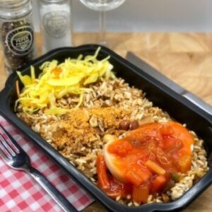 Nasi goreng en fou yong hai met kip en groenten