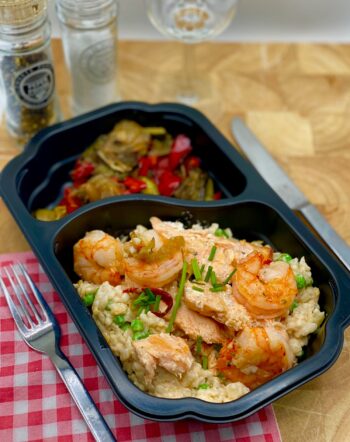 Risotto met garnalen en gegrilde groenten