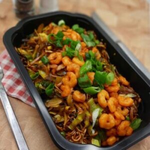 Mihoen goreng met Szechuan garnalen