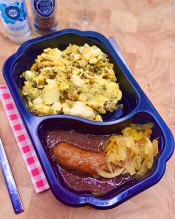 Vegetarische stamppot venkel en wortel met plantaardige balletjes