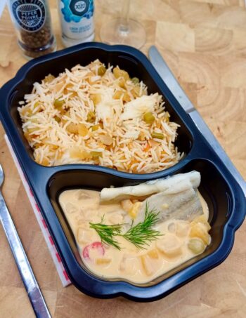 Atlantische tongfilet Picasso met groenten pilafrijst