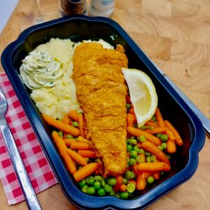 Lekkerbekje met puree, wortel & velderwten
