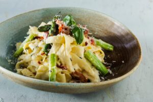 Tagliatelle,Bacon,Asparagus,Italian,Pasta