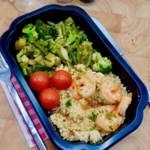 Couscous met garnalen, cherry en groentenmix