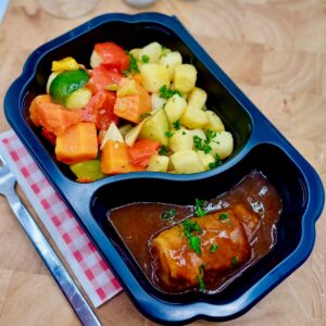 Slavink met aardappel en ovengroenten