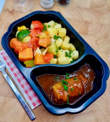 Slavink met aardappel en ovengroenten