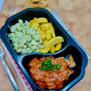 Schnitzelreepjes in Stroganoff saus